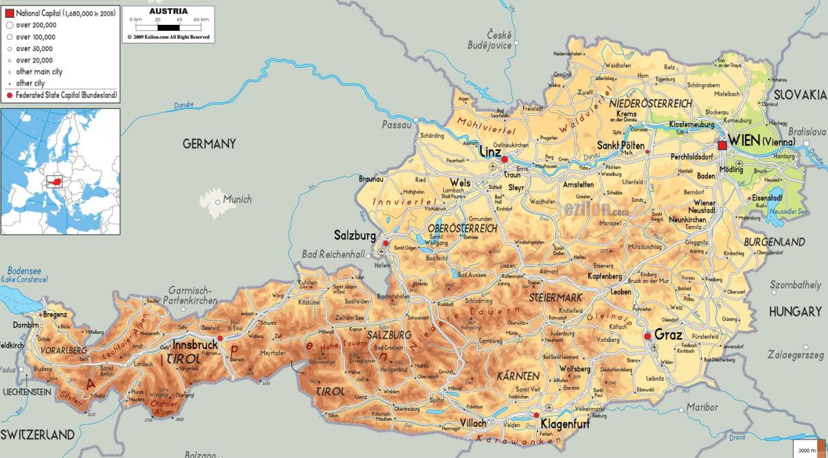 austria montañas mapa