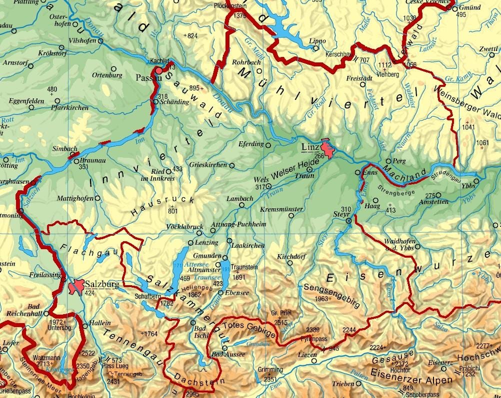 mapa da alta austria