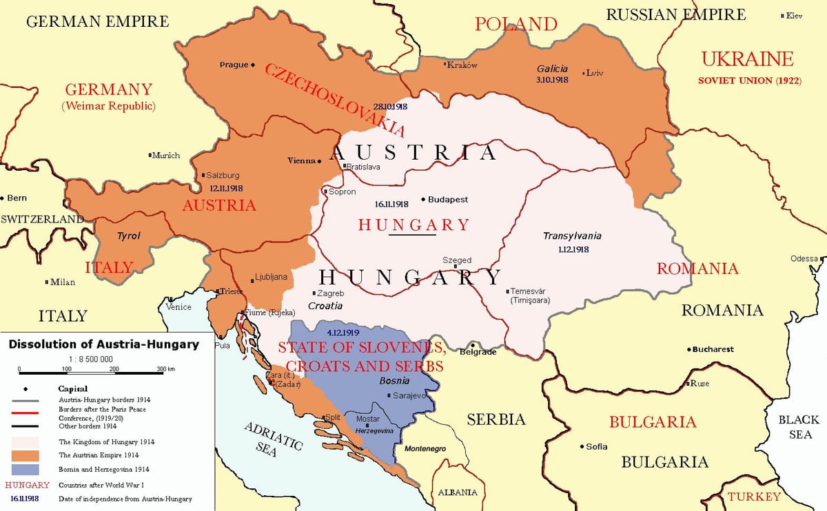 austria, hungría mapa 1900