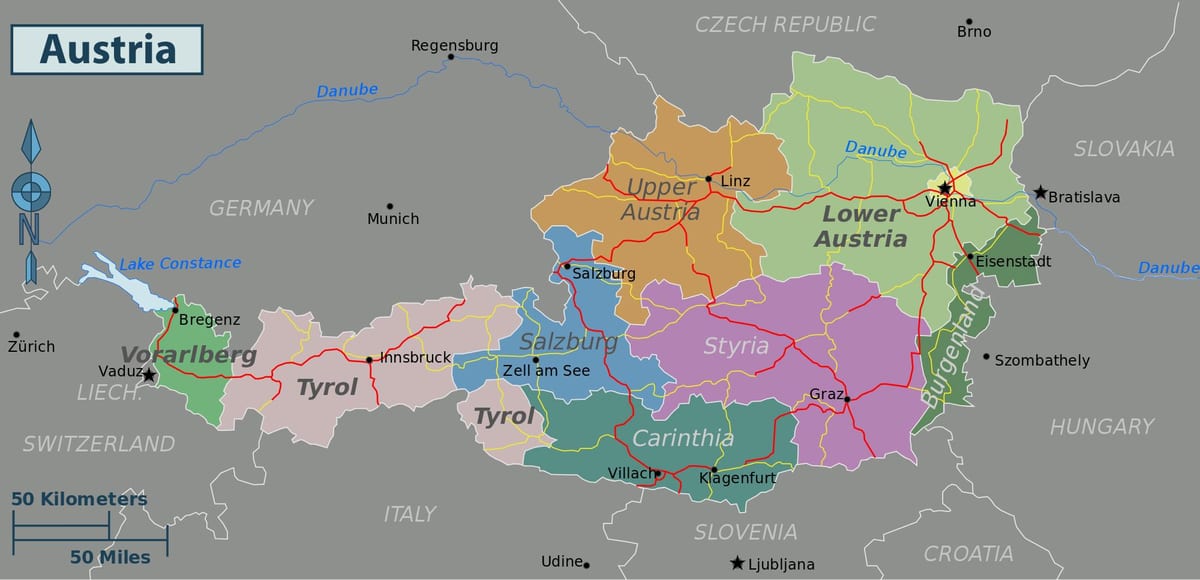 austria atraccións mapa