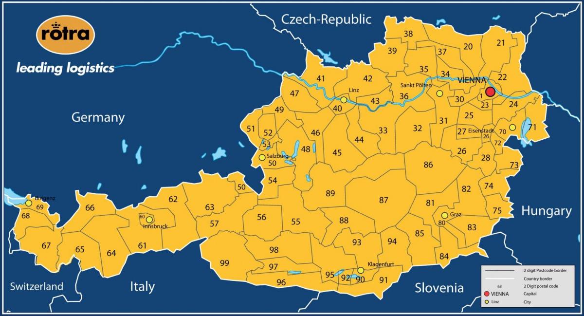 mapa de austria código postal 