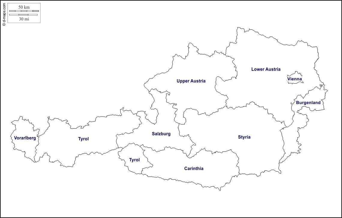 en branco mapa de austria