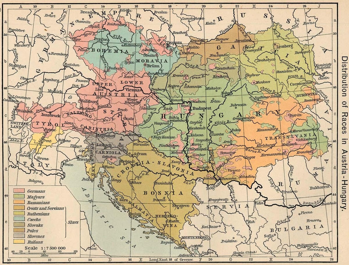 austria, hungría mapa 1900