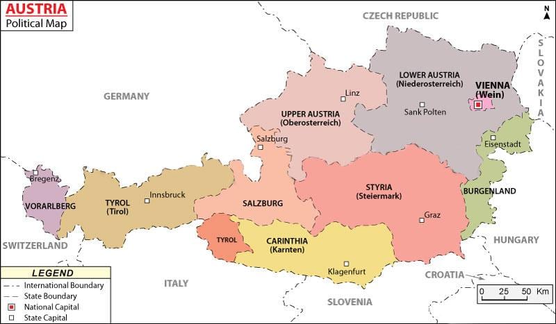 mapa de austria política 