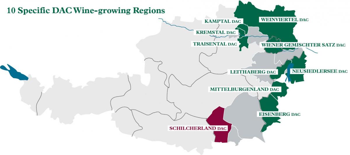 austríaco viño rexións mapa