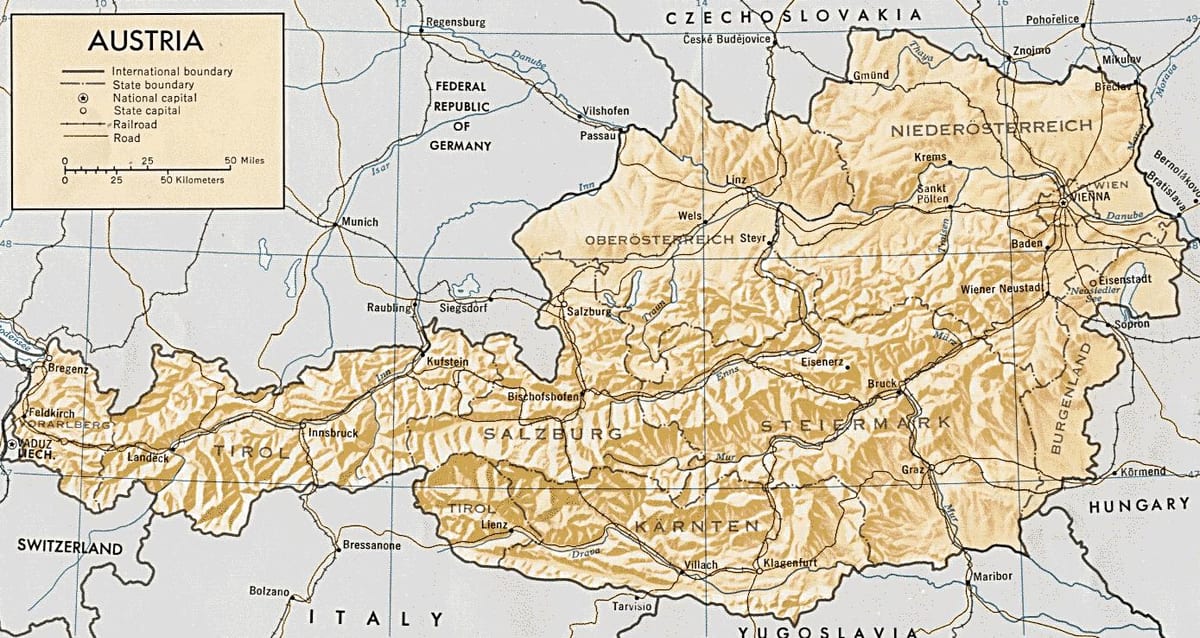 austria xeográfica mapa