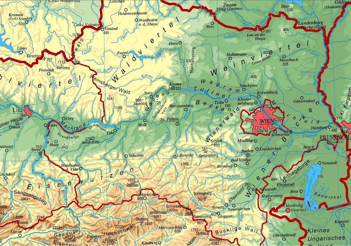 mapa de baixa austria