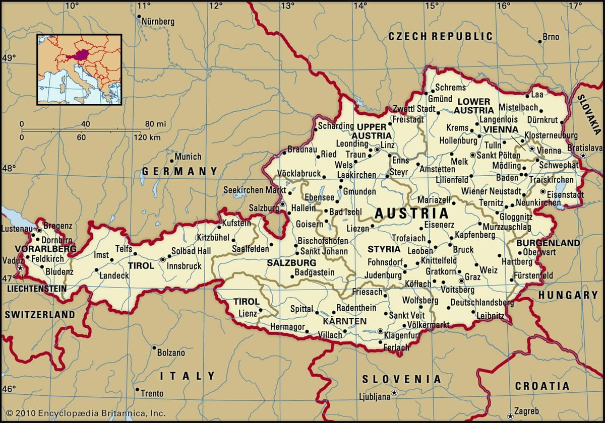 mapa de castelos en austria