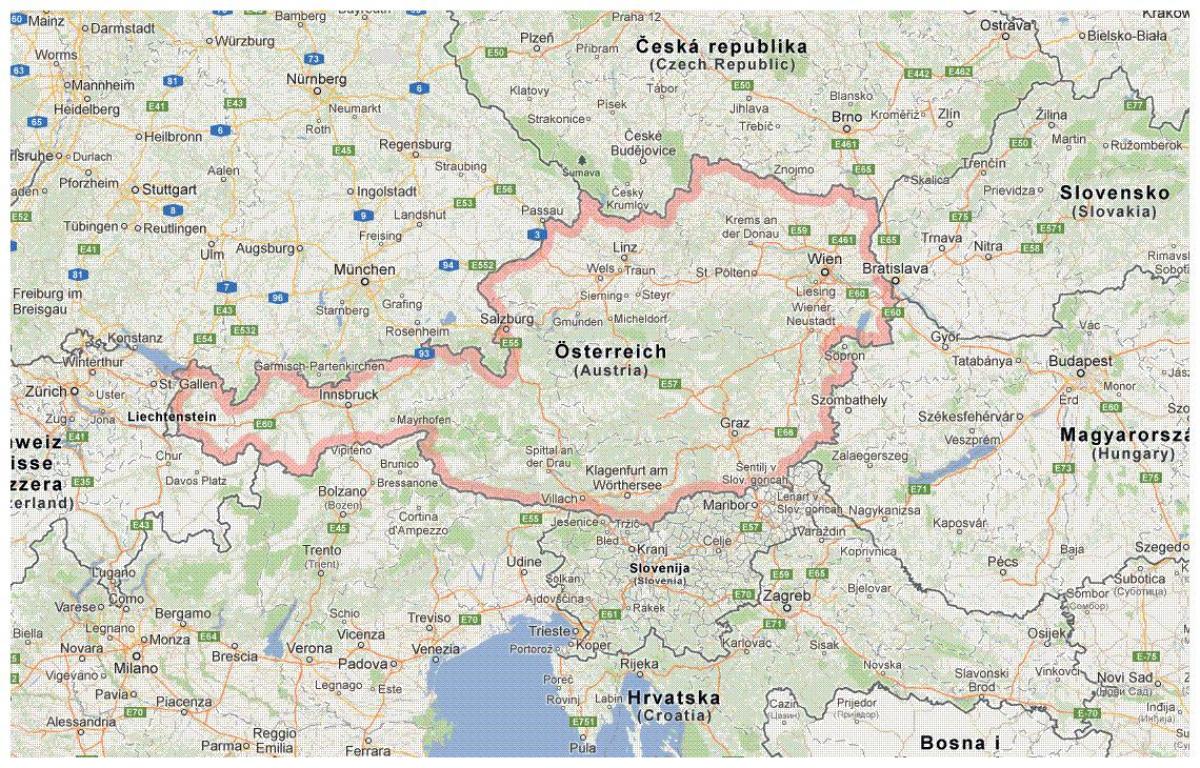 austríaco fronteiras mapa