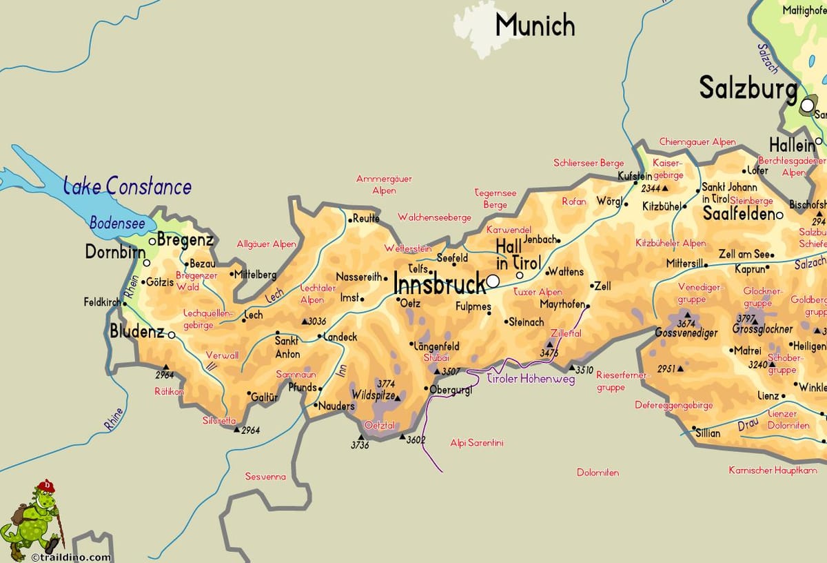 mapa de mayrhofen austria
