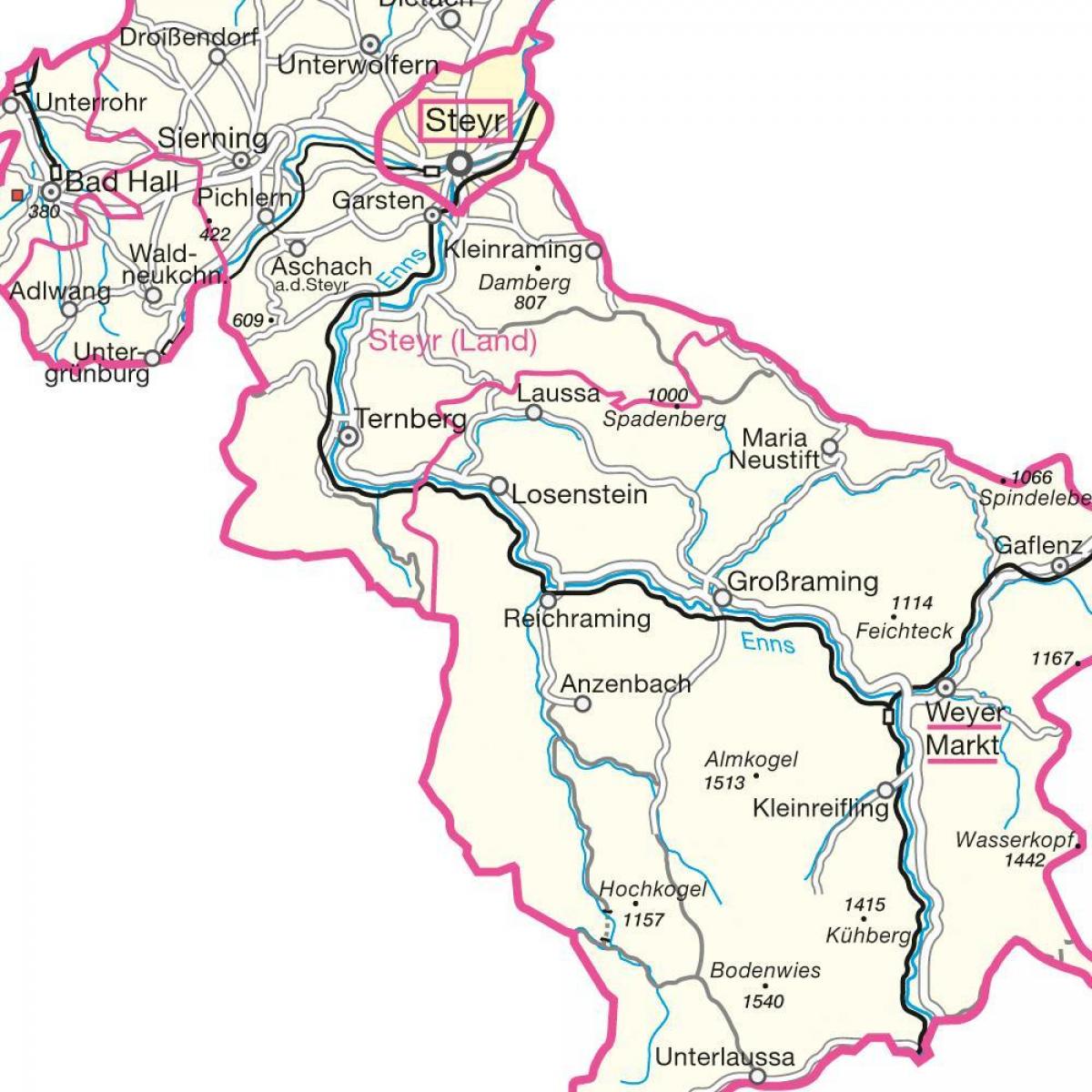 mapa de steyr austria 