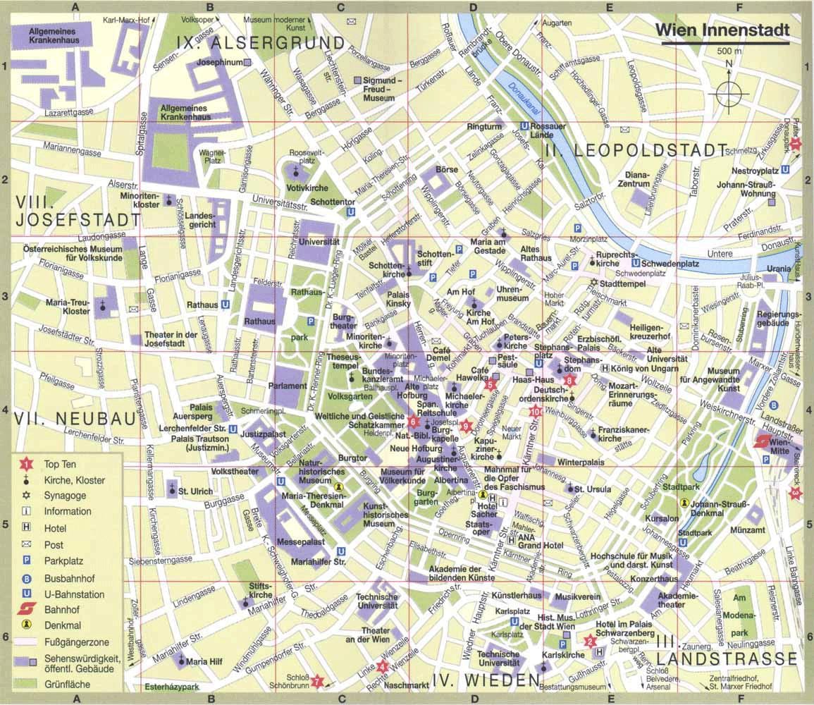 mapa de viena, austria atraccións turísticas