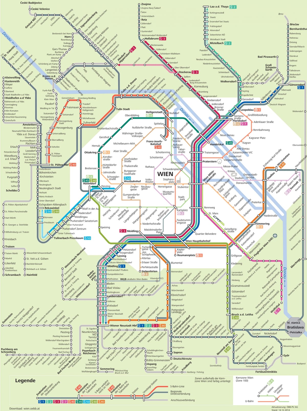 estacións de tren en viena, austria mapa