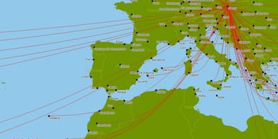 Austríaco compañías aéreas mapa