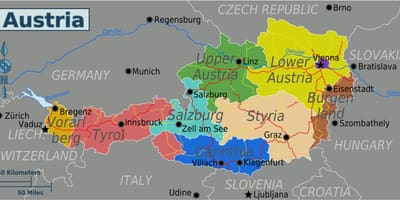 Mapa de estados de austria