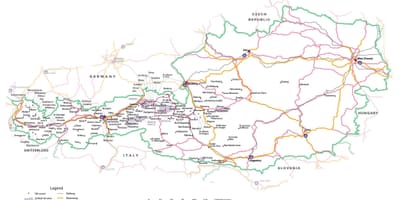 Mapa de austria atraccións turísticas