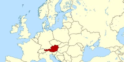 Mapa do mundo mostrando austria