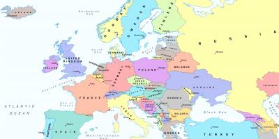 Mapa de europa mostrando austria