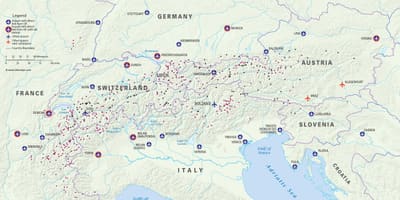 Mapa de austria resorts de esquí aeroportos