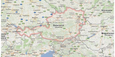 Mapa de austria e países veciños