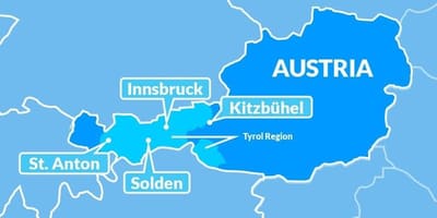 Mapa de mapa de tirol rexión austria
