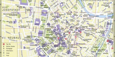 Mapa de viena, austria atraccións turísticas