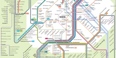 Estacións de tren en viena, austria mapa